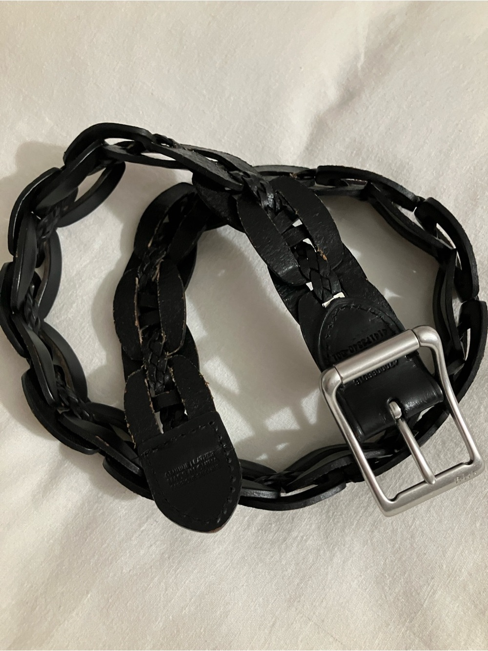 Ralph Lauren Black Leather Braided Belt 38” - Picture 5 of 6